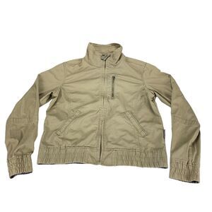 Columbia Jacket Womens Large Tan Lined Long Sleeve Mock Neck Full Zip Front